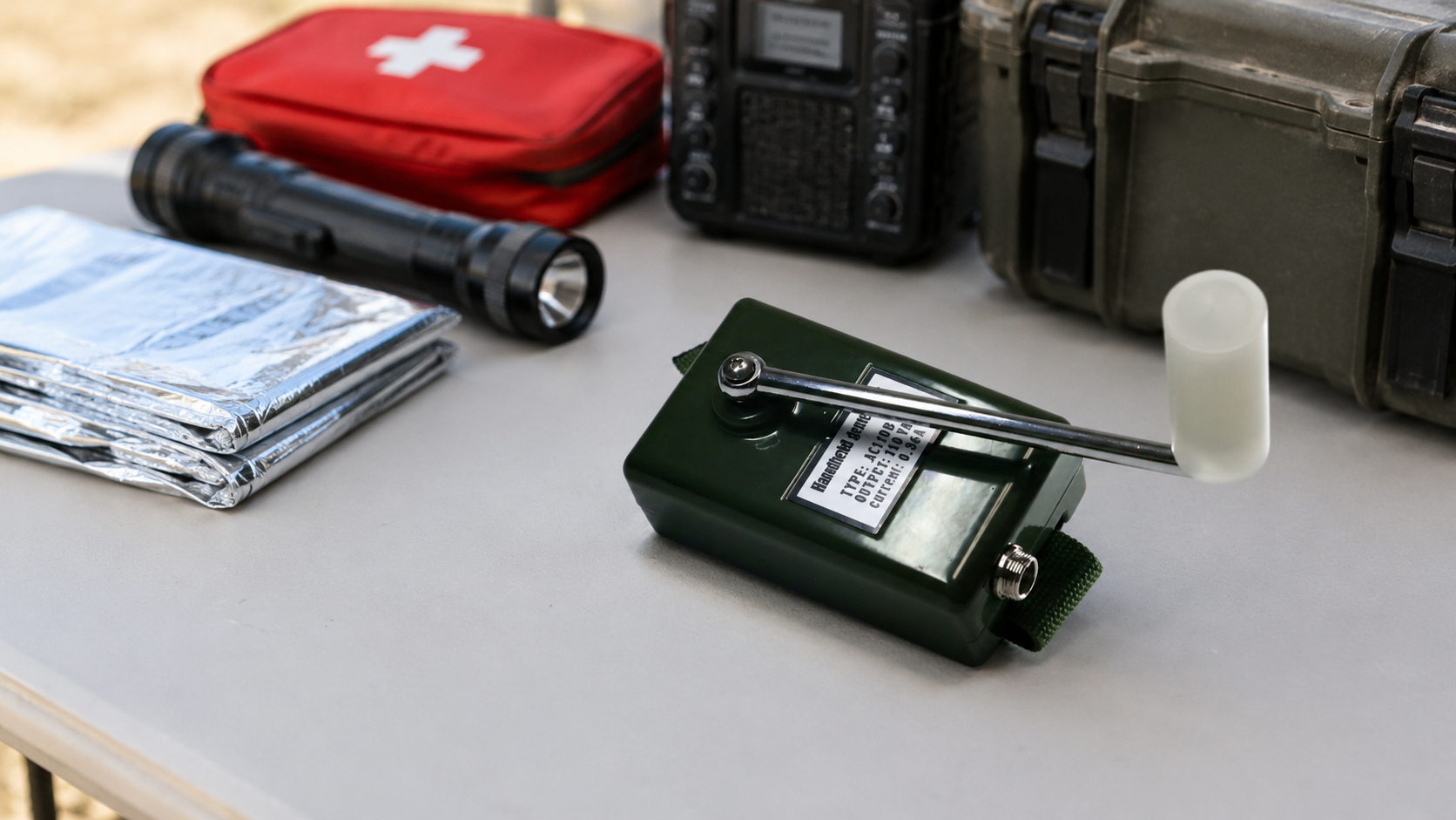 Hand crank emergency generator for disaster relief