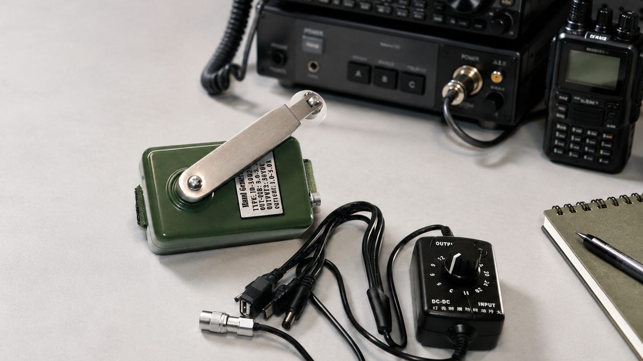 Manual power generator supporting emergency communication equipment
