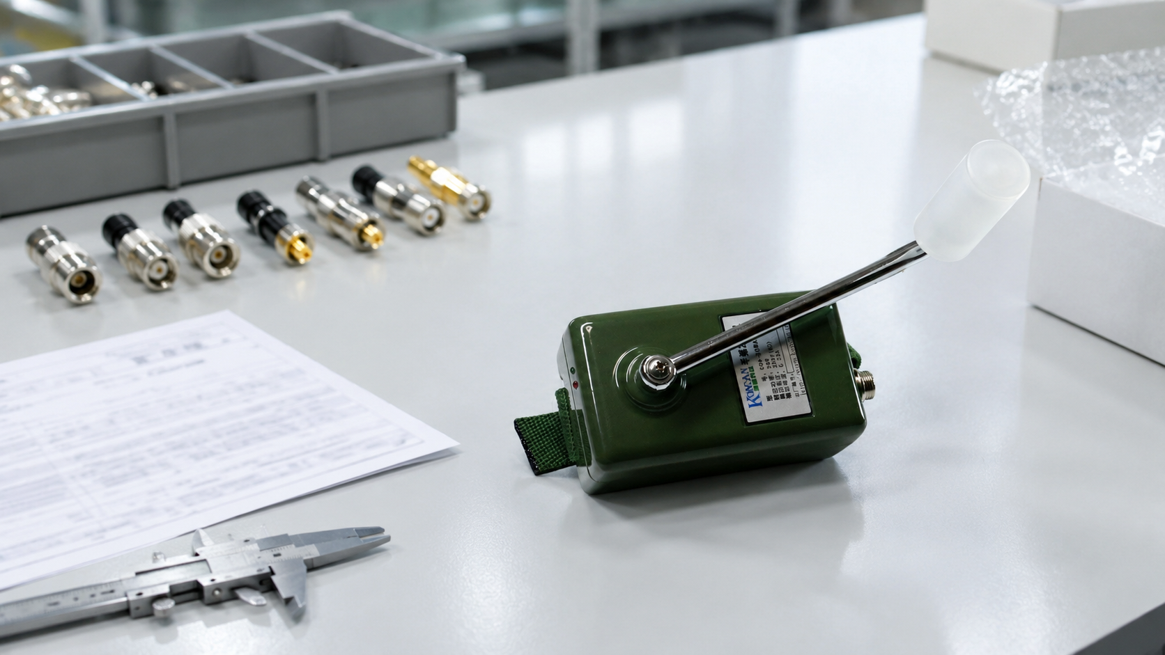 Hand crank generator on an OEM and ODM factory inspection table